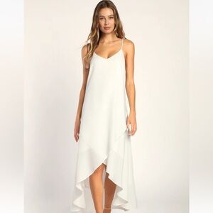 Sweet Surprise White High-Low Maxi Dress